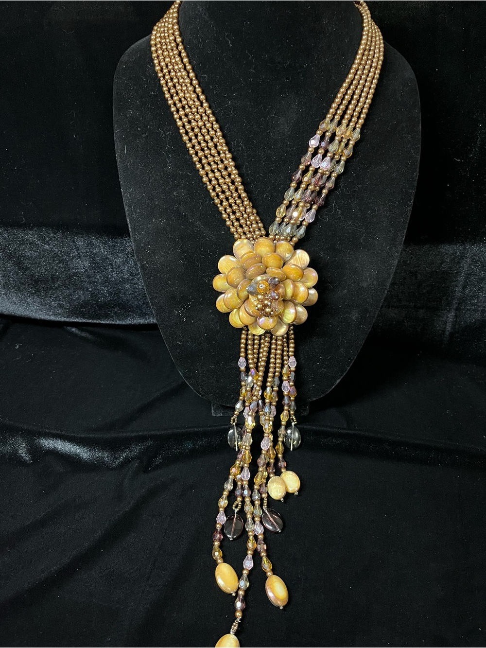Joan Rivers Starlet Multi Strand Floral Tassel Necklace 1817